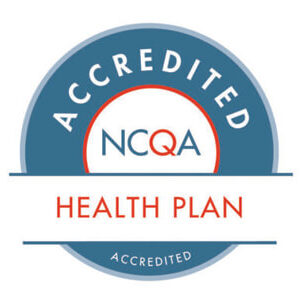 A circular badge labeled NCQA Accredited Health Plan features a blue and white color scheme. The word Accredited frames the NCQA logo in the center, embodying excellence as recognized by CountyCare Health Plan reviews.