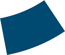 A blue quadrilateral with a curved appearance against a white background, resembling a distorted or bent rectangle.
